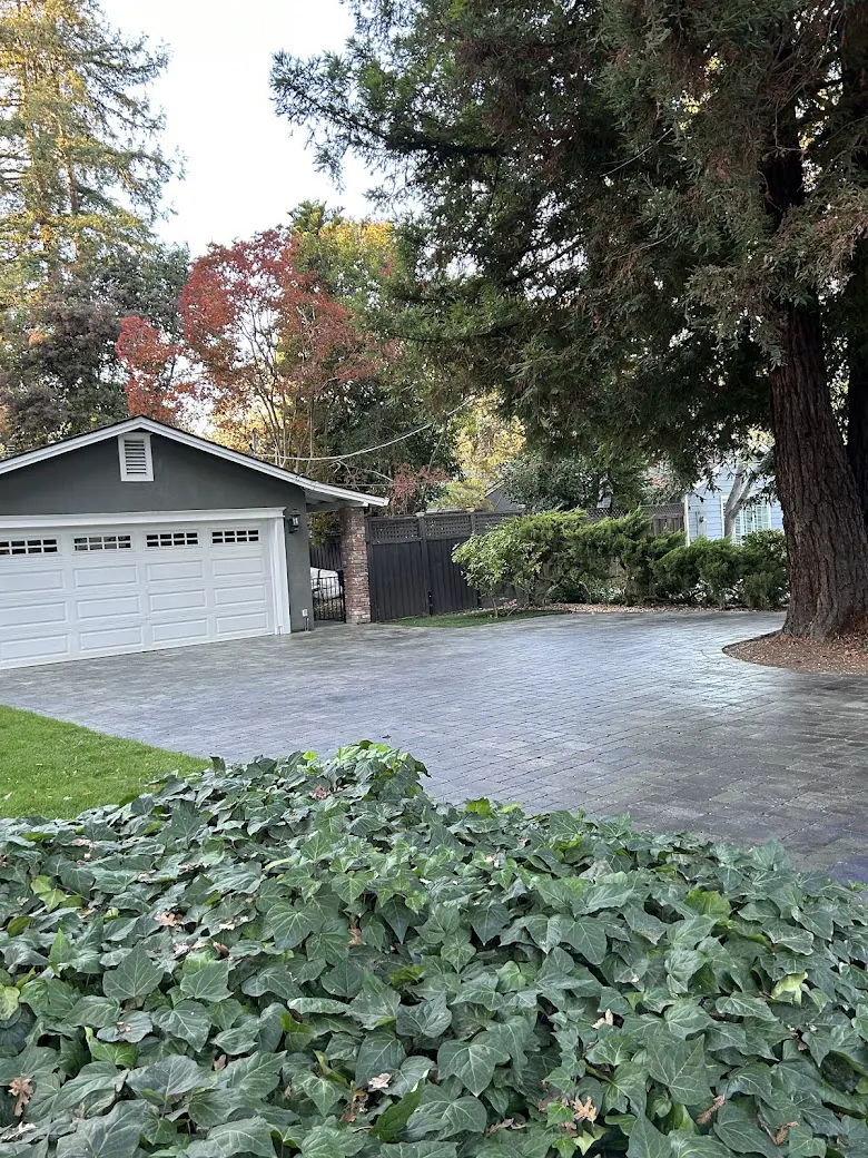 Maintained paver driveway in fall